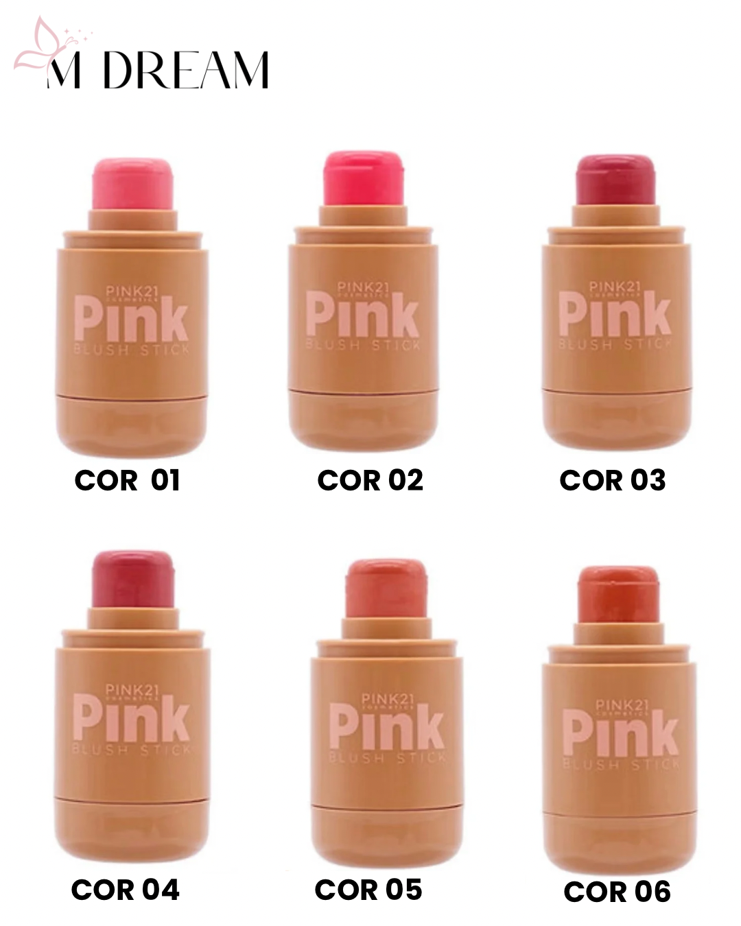Blush Stick Pink21 – 3 em 1 com Efeito Matte Natural