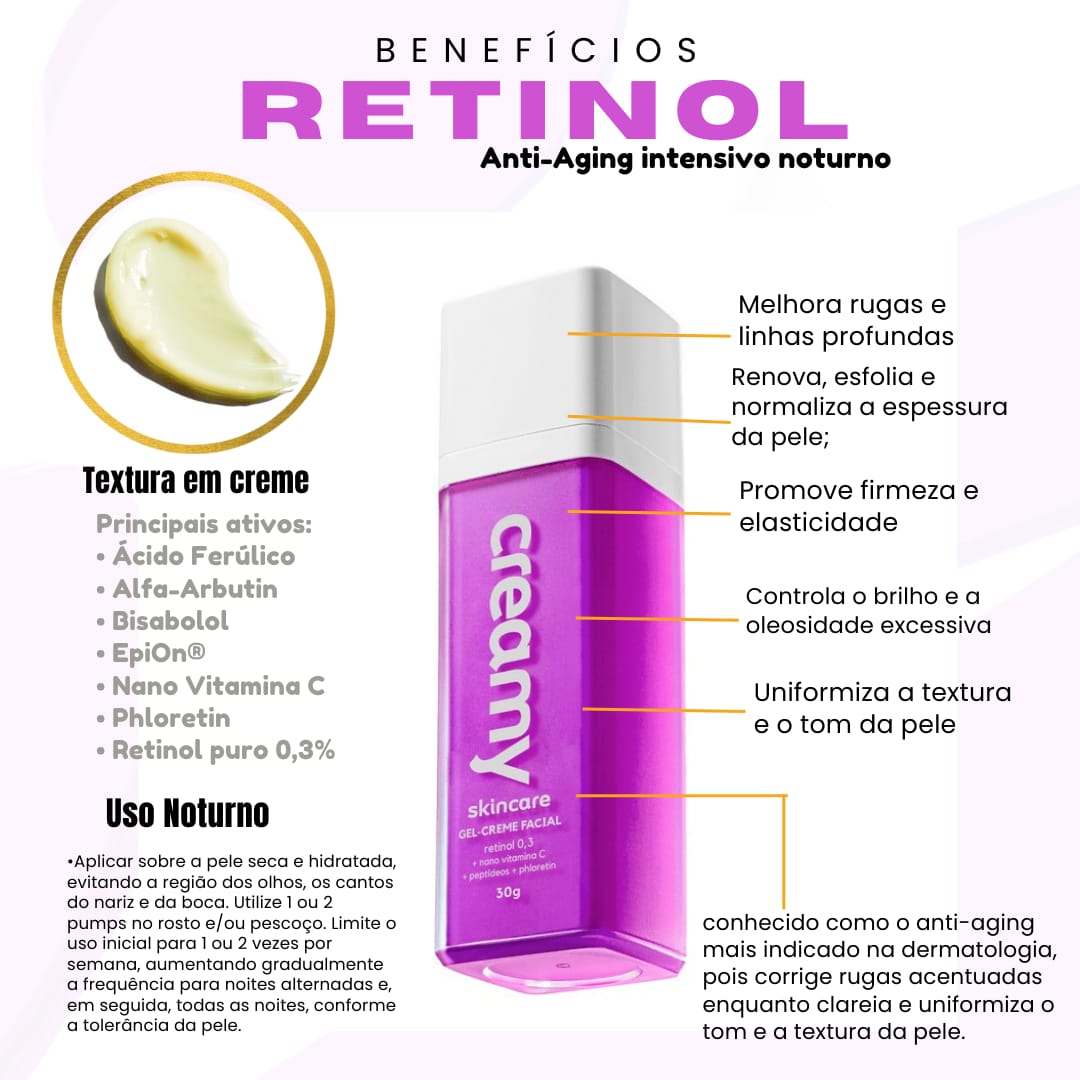 Retinol - Creme Corretivo Anti sinais Creamy