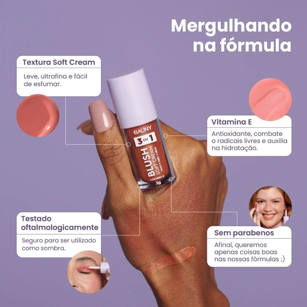 Blush Líquido Soft Cream 3 em 1- 5g